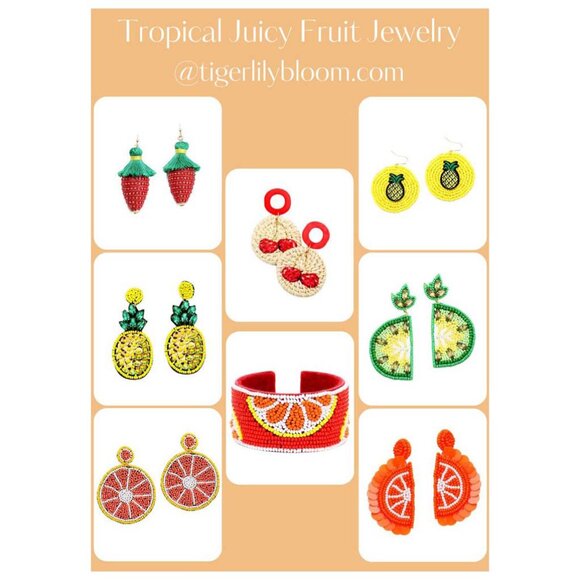 Tigerstars Embroidery Beaded Lime Earrings - Picture 2 of 2